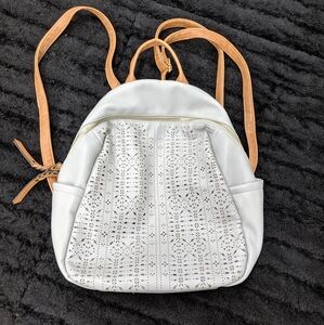 Buckle White and Tan Women's Backpack